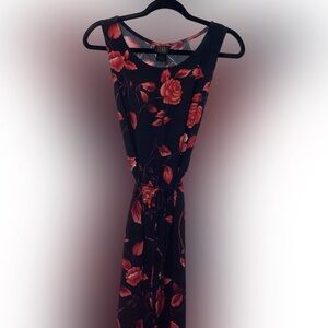 TEDDI Dresses Size 10 BLACK with Red Floral pattern Preloved